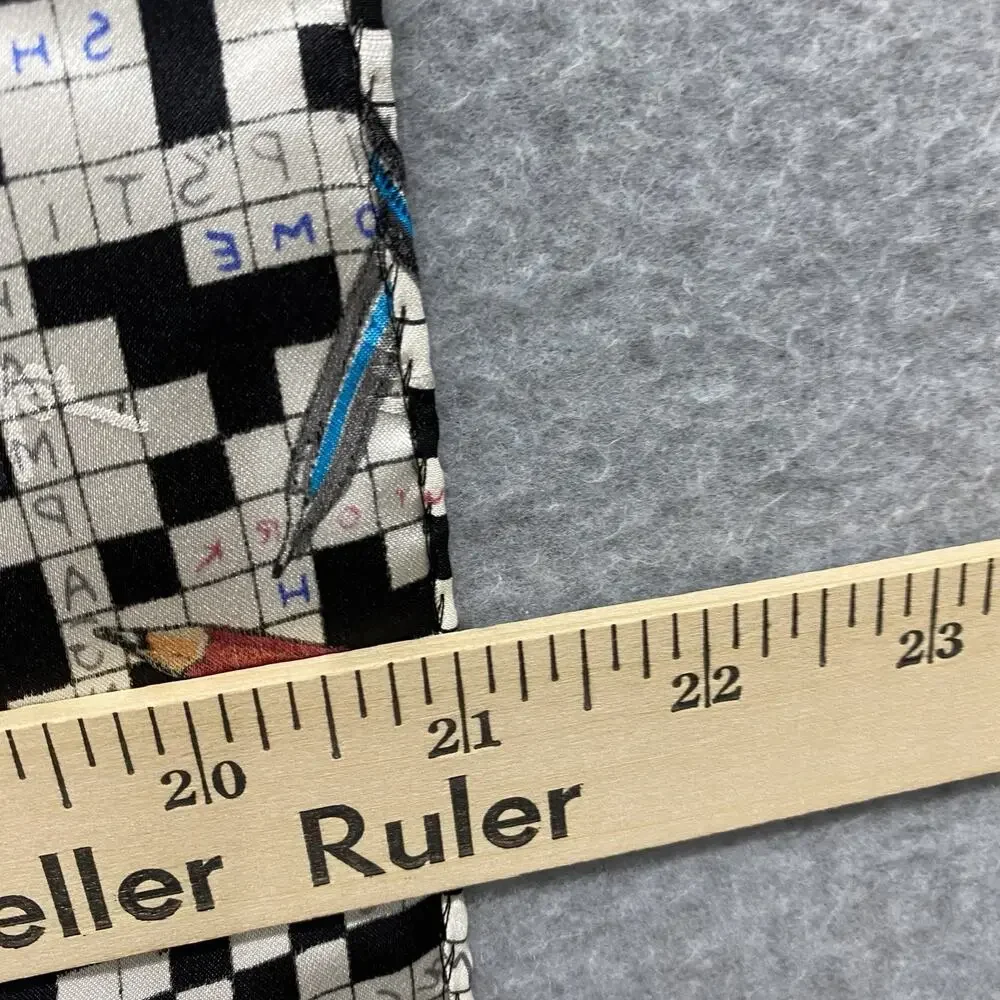 Vintage Nicole Miller 100% Silk Crossword Puzzle Novelty Scarf Teacher Writer